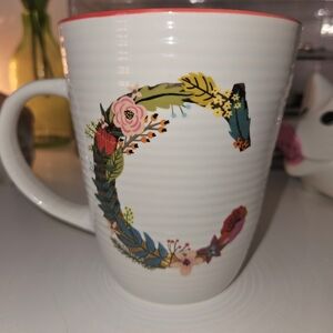 Pier 1 Coffee Tea Cup Mug Initial C Floral! New Unused! Display Only!